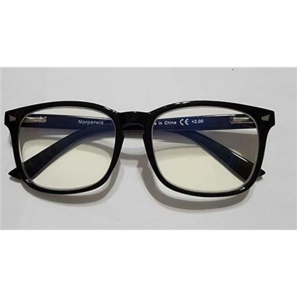 NWT LG Black Rectangle Frame Blue Light 2.0 Reading Nerd Glasses Readers 84214